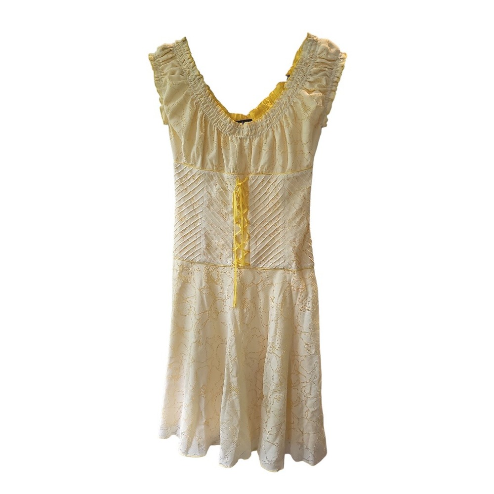 Chic Cream and Yellow Midi Dress
